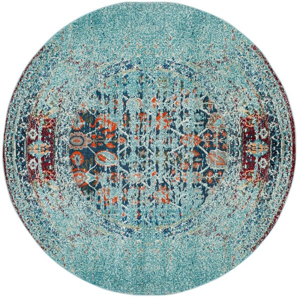 Safavieh Monaco Power Loomed Round Area RugBlue & Multicolor 9 x 9 ft. - MNC208J-9R