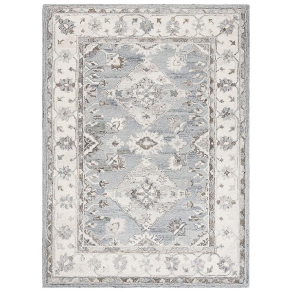 Safavieh 5 x 8 ft. Suzani Traditional Rectangle Hand Tufted Rug - Gray & Ivory - SZN331A-5