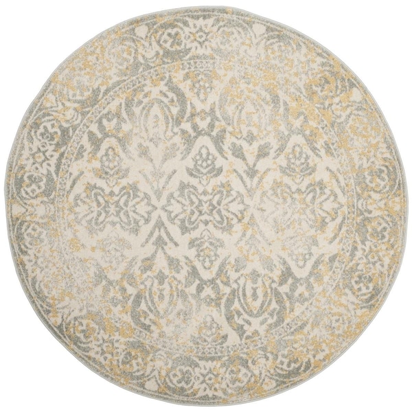 Safavieh Evoke Round Area Rug, Ivory and Grey - 5 ft.-1 in. x 5 ft.-1 in. - EVK264D-5R