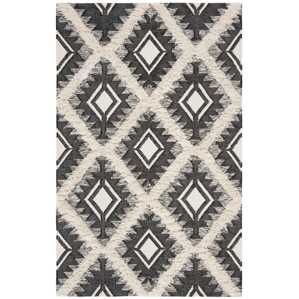 Safavieh Hand Woven 8 x 10 ft. Kenya Contemporary RugBlack & Ivory Rectangle - KNY453Z-8