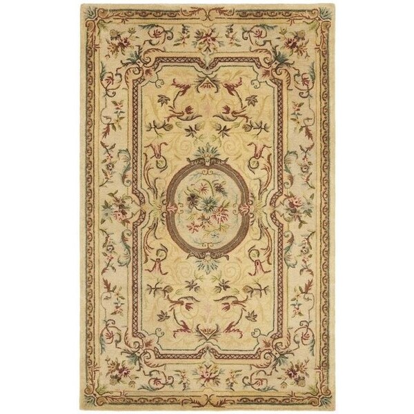 Safavieh 6 x 9 ft. Medium Rectangle Traditional Bergama- Light Gold and Beige Hand Tufted Rug - BRG168A-6