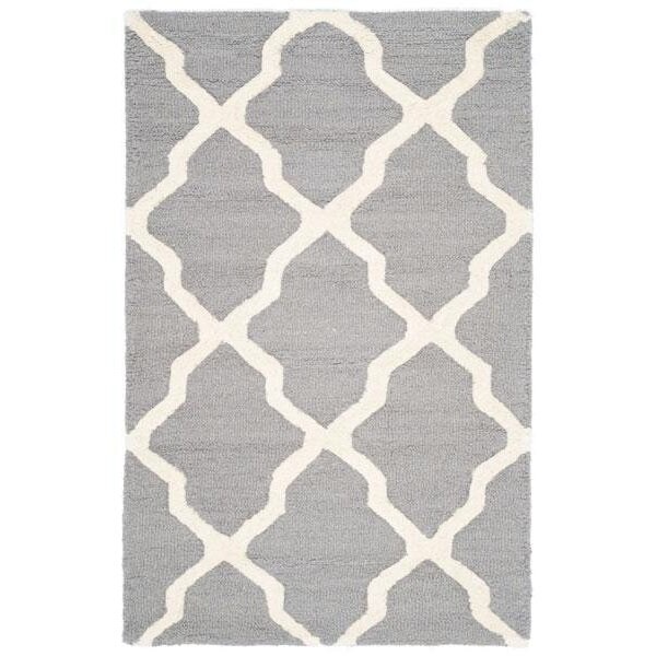 Safavieh 4 x 4 ft. Round Transitional Cambridge- Silver and Ivory Hand Tufted Rug - CAM121D-4R