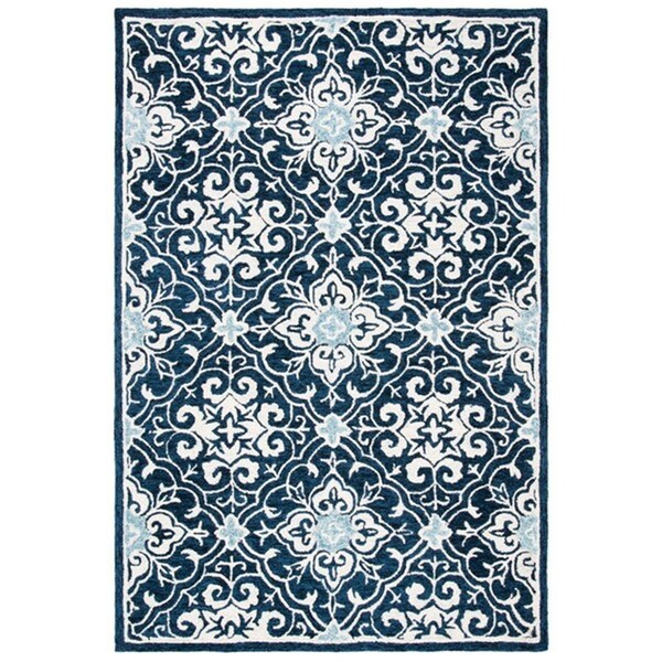 Safavieh 4 x 6 ft. Roslyn Global Rectangle Hand Tufted Area RugNavy & Light Blue - ROS603N-4