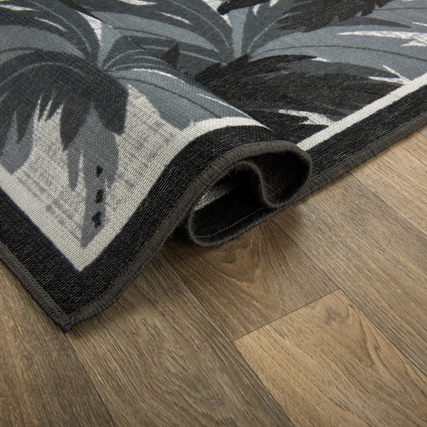 World Rug Gallery Tropical Floral Border Flatweave Indoor/Outdoor Area Rug 5' X 7' Gray - 9012GRAY5X7
