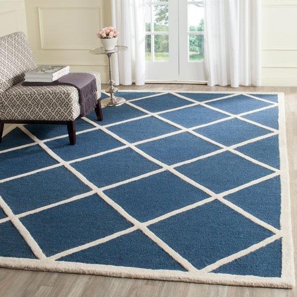 Safavieh Cambridge Hand Tufted Rectangle Rug- Navy - Ivory- 3 x 5 ft. - CAM136G-3