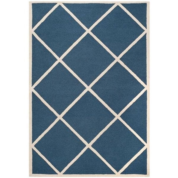 Safavieh Cambridge Hand Tufted Rectangle Rug- Navy - Ivory- 3 x 5 ft. - CAM136G-3
