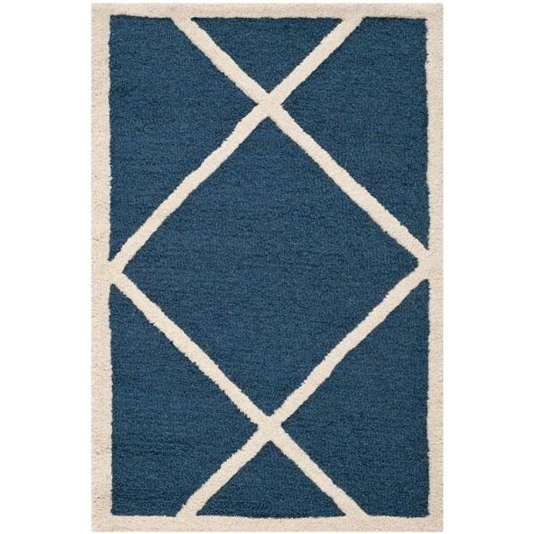 Safavieh Cambridge Hand Tufted Rectangle Rug- Navy - Ivory- 3 x 5 ft. - CAM136G-3
