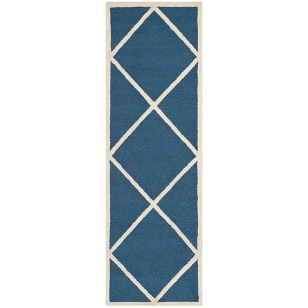 Safavieh Cambridge Hand Tufted Rectangle Rug- Navy - Ivory- 3 x 5 ft. - CAM136G-3