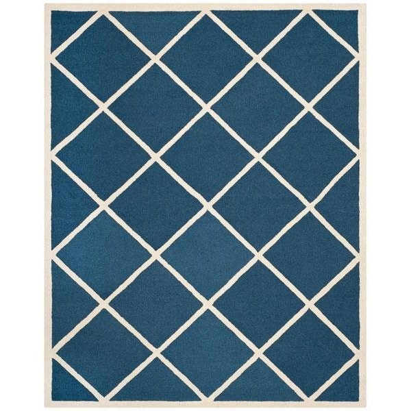 Safavieh Cambridge Hand Tufted Rectangle Rug- Navy - Ivory- 3 x 5 ft. - CAM136G-3