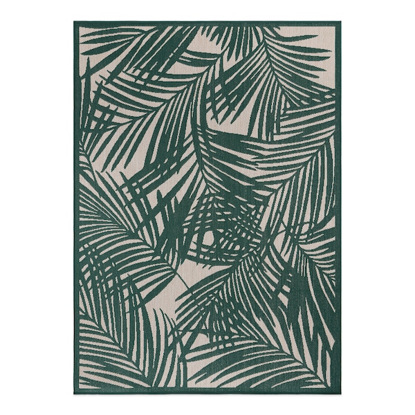 World Rug Gallery Contemporary Palm Leaf Textured Flat Weave Indoor/Outdoor Area Rug 5' x 7' Green - 118GREEN5X7