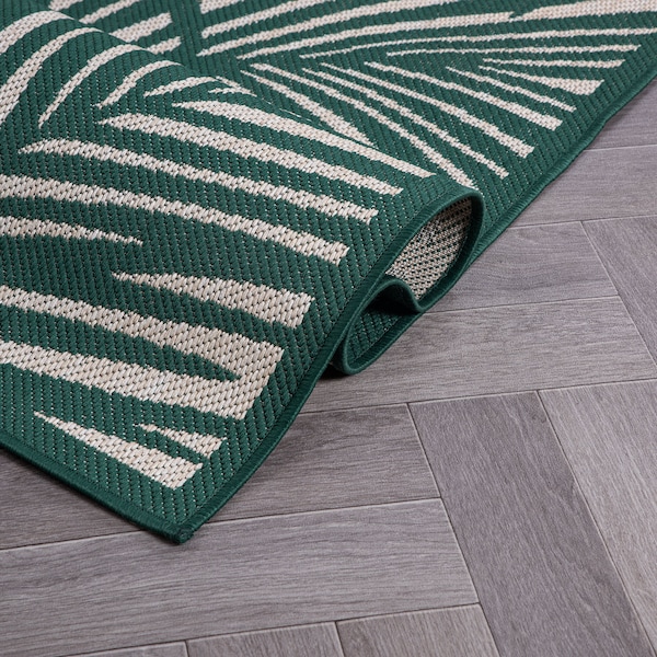 World Rug Gallery Contemporary Palm Leaf Textured Flat Weave Indoor/Outdoor Area Rug 5' x 7' Green - 118GREEN5X7