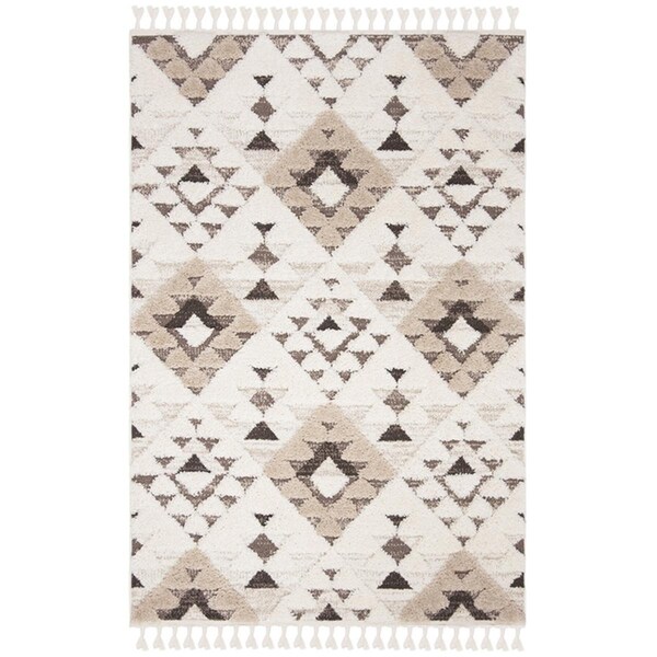 Safavieh 2 ft. 3 in. x 14 ft. Moroccan Tassel Shag Runner Rug, Ivory & Brown - MTS688A-214