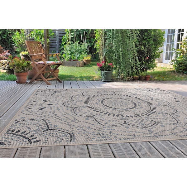 World Rug Gallery Medallion Design Indoor/Outdoor Area Rug  5' x 7' Blue - 415BLUE5X7