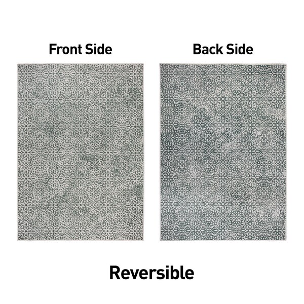 World Rug Gallery Contemporary Flowers Weather Resistant Indoor/Outdoor Area Rug 7' 10'' x 10' Green - 4026GREEN8X10