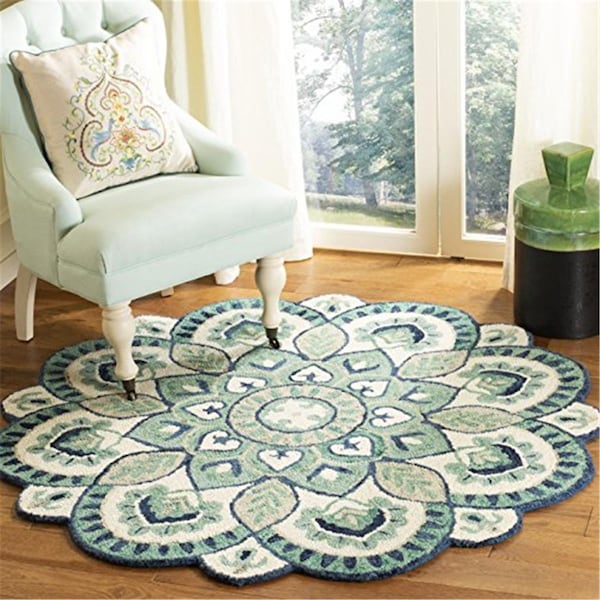 Safavieh 6 x 6 ft. Novelty Round Hand-Tufted Rug Ivory & Blue - NOV604M-6R