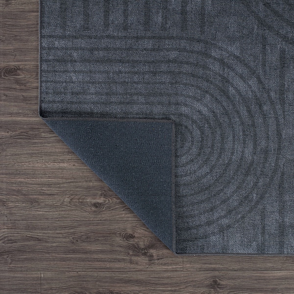 World Rug Gallery Modern Geometric Machine Washable Dark Gray Area Rug 10'x14' - 5073DARKGRAY10X14