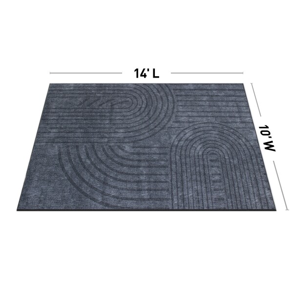 World Rug Gallery Modern Geometric Machine Washable Dark Gray Area Rug 10'x14' - 5073DARKGRAY10X14