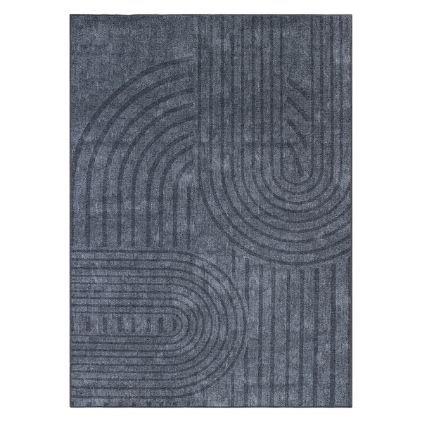 World Rug Gallery Modern Geometric Machine Washable Dark Gray Area Rug 10'x14' - 5073DARKGRAY10X14