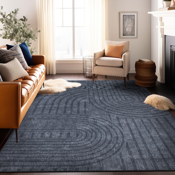 World Rug Gallery Modern Geometric Machine Washable Dark Gray Area Rug 10'x14' - 5073DARKGRAY10X14