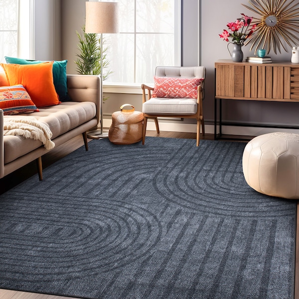World Rug Gallery Modern Geometric Machine Washable Dark Gray Area Rug 10'x14' - 5073DARKGRAY10X14