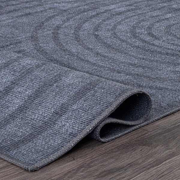 World Rug Gallery Modern Geometric Machine Washable Dark Gray Area Rug 10'x14' - 5073DARKGRAY10X14