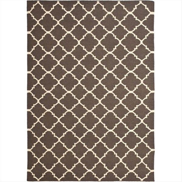 Safavieh 10 Ft. X 14 Ft. Large Rectangle Contemporary Dhurries- Brown And Ivory- Flatweave Rug - DHU554C-10