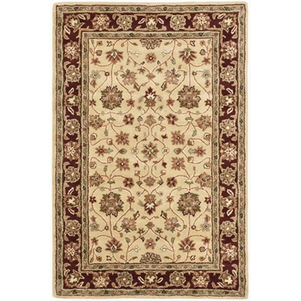 Safavieh 4 ft. x 6 ft. Small Rectangle- Traditional Heritage Ivory And Red Hand Tufted Rug - HG965A-4
