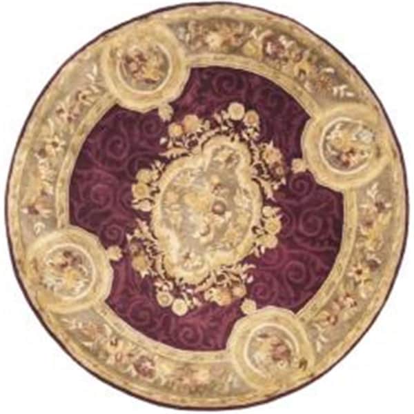 Safavieh 3 ft. - 6 in. x 3 ft. - 6 in. Round- Traditional Empire Dark Red And Dark Beige Hand Tufted Rug - EM414A-4R