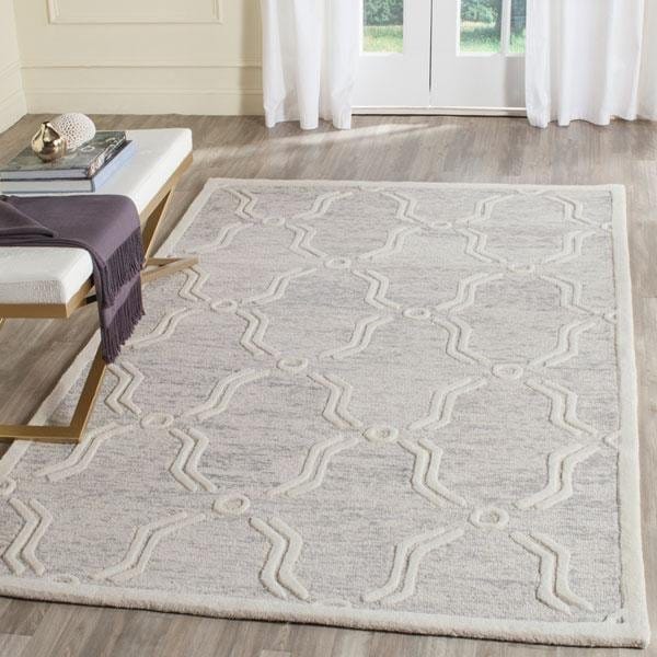 Safavieh Cambridge Hand Tufted Accent Area Rug, Light Grey and Ivory - 2 x 3 ft. - CAM728G-2