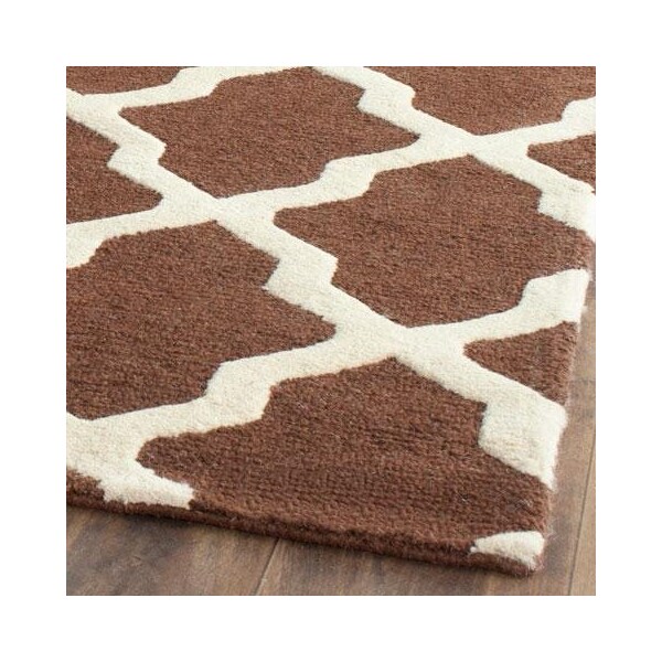 Safavieh 4 x 4 ft. Square Transitional Cambridge- Dark Brown and Ivory Hand Tufted Rug - CAM121H-4SQ