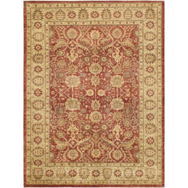 Pasargad Home Denver Hand-Knotted Rust Lamb's Wool Area Rug- 9 ft. 1 in.  X 12 ft. 0 in. - PMG-301 RUST 9X12