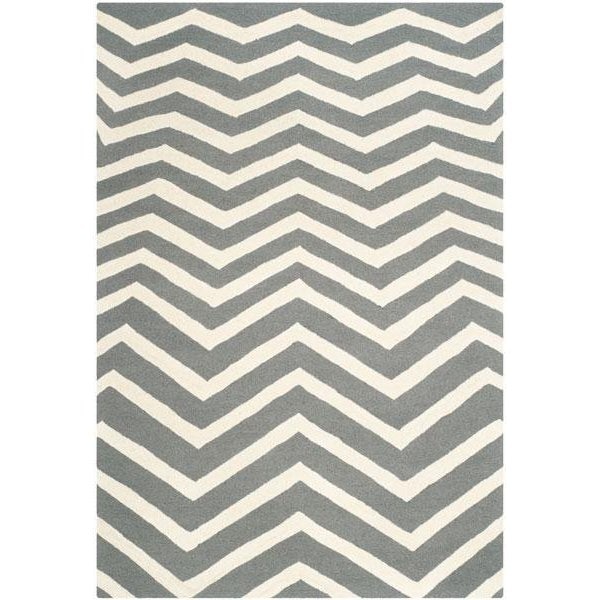 Safavieh Cambridge Hand Tufted Runner Rug- Dark Grey - Ivory- 2 ft. 6 in. x 4 ft. - CAM714D-24