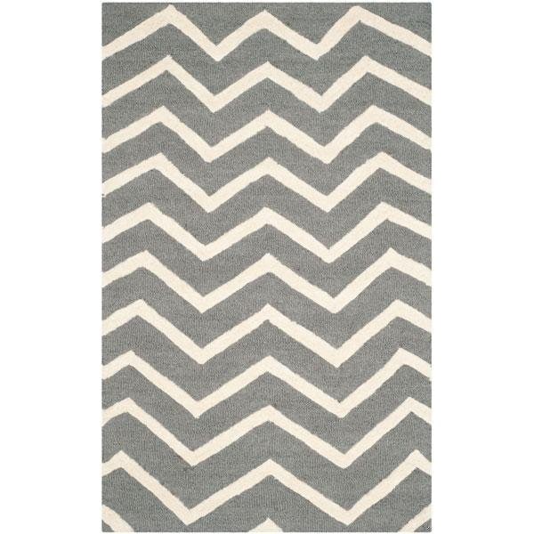 Safavieh Cambridge Hand Tufted Runner Rug- Dark Grey - Ivory- 2 ft. 6 in. x 4 ft. - CAM714D-24