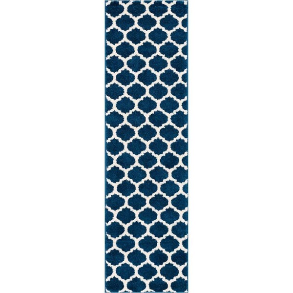 Rickis Rugs Zoe Modern Trellis Runner Rug, Blue - 2 ft. x 7 ft. 3 in. - RI2683874