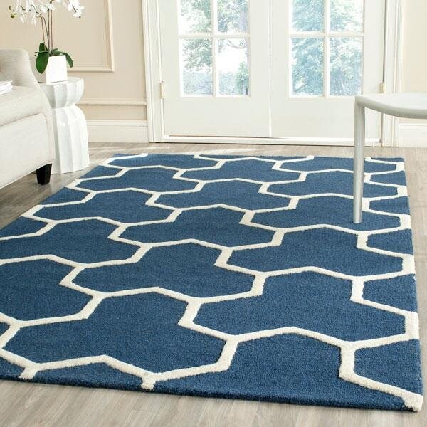 Safavieh Cambridge Hand Tufted Rectangle Rug- Navy Blue - Ivory- 2 x 3 ft. - CAM146G-2