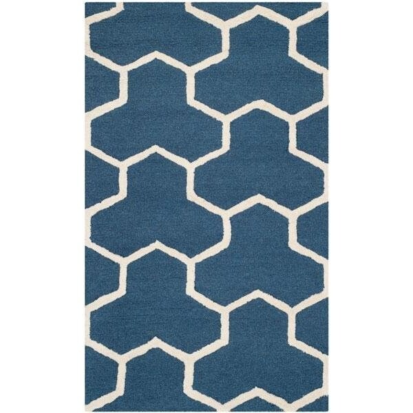 Safavieh Cambridge Hand Tufted Rectangle Rug- Navy Blue - Ivory- 2 x 3 ft. - CAM146G-2