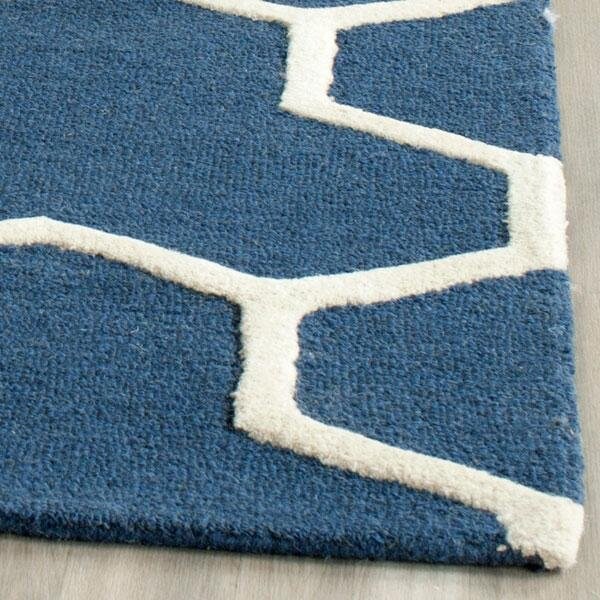 Safavieh Cambridge Hand Tufted Rectangle Rug- Navy Blue - Ivory- 2 x 3 ft. - CAM146G-2