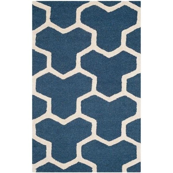 Safavieh Cambridge Hand Tufted Rectangle Rug- Navy Blue - Ivory- 2 x 3 ft. - CAM146G-2