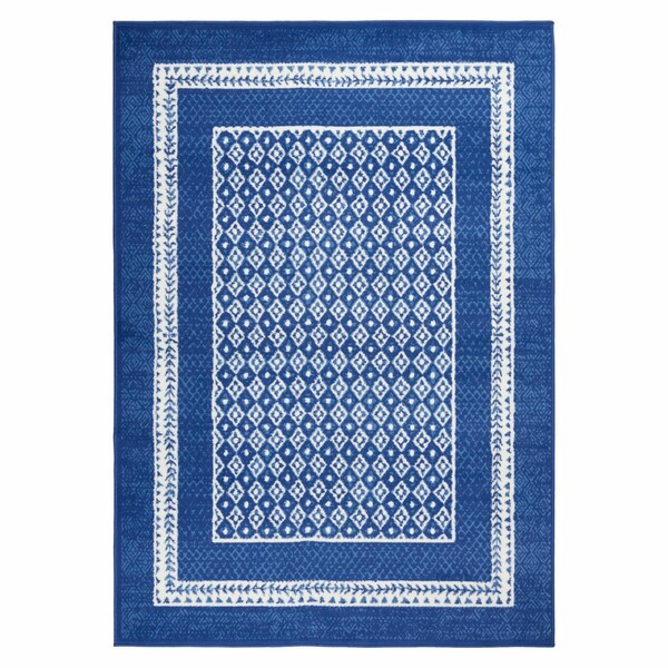 Homeroots 4 x 6 ft. Navy & Ivory Geometric Area Rug - 385883