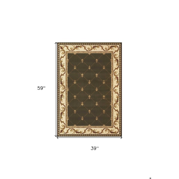 Homeroots 3 ft. 3 in. x 4 ft. 11 in. Polypropylene Green Area Rug - 353694
