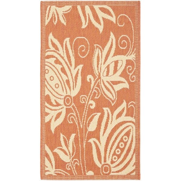 Safavieh 2 Ft. X 3 Ft. -7 In. Accent Indoor-Outdoor Courtyard- Terracotta And Natural- Machine Made Rug - CY2961-3202-2