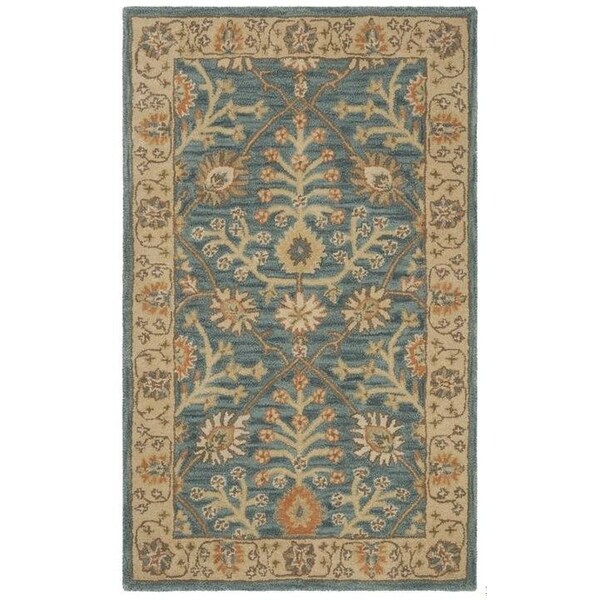Safavieh 3 Ft. x 5 Ft. Small Rectangle- Traditional Classic Blue And Light Gold Hand Tufted Rug - CL936A-3