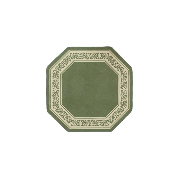 Manmade 54 x 54 in. Floral Border Octagon Accent Rug - Green - MA2613944