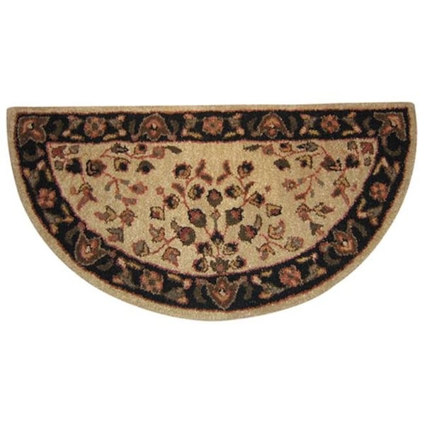 Blueprints Beige With Black Hand-Tufted 100% Wool Hearth Rug - BL139832