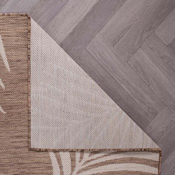 World Rug Gallery Contemporary Palm Leaves Textured Flat Weave Indoor/Outdoor Area Rug 7'10''X10' Brown - 111BROWN8X10