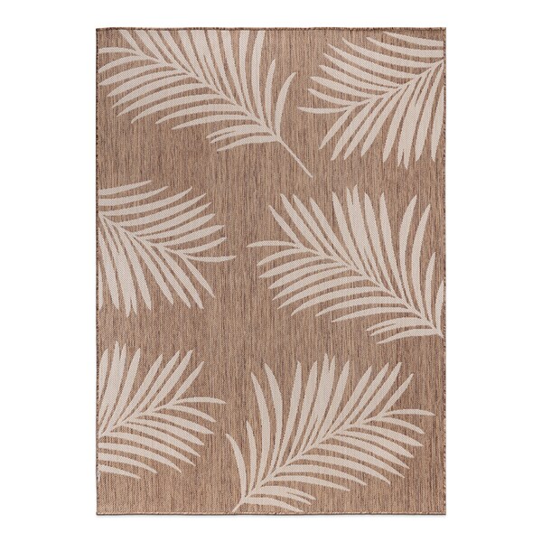 World Rug Gallery Contemporary Palm Leaves Textured Flat Weave Indoor/Outdoor Area Rug 7'10''X10' Brown - 111BROWN8X10