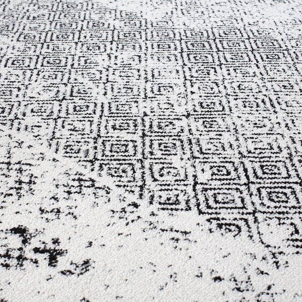 World Rug Gallery Bohemian Distressed Border Area Rug 8'x10' Black - 386BLACK8X10