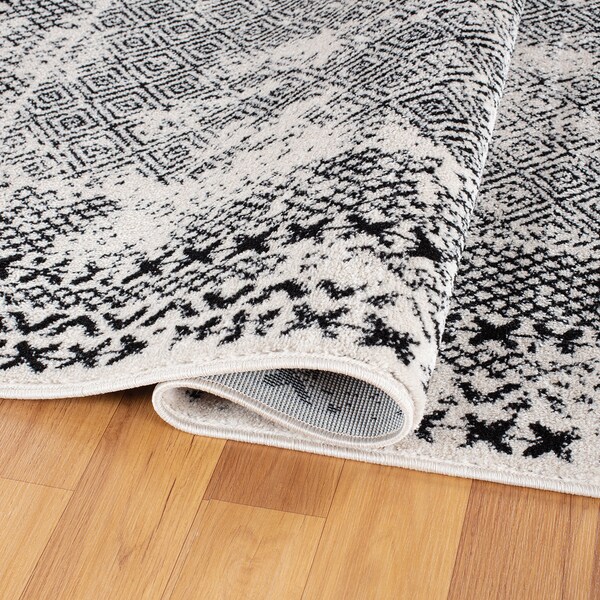 World Rug Gallery Bohemian Distressed Border Area Rug 8'x10' Black - 386BLACK8X10