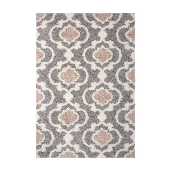 World Rug Gallery Cozy Moroccan Trellis Indoor Shag Area Rug 9' x 12' Gray - 2525GRAY9X12