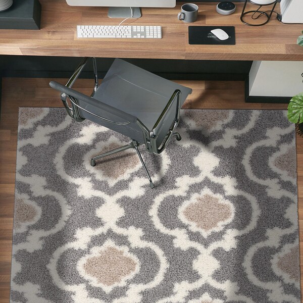 World Rug Gallery Cozy Moroccan Trellis Indoor Shag Area Rug 9' x 12' Gray - 2525GRAY9X12
